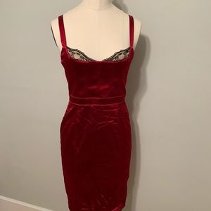 Bebe Red Silk Cocktail Dress